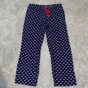 Navy vineyard vines flannel pajama bottoms Santa whale print